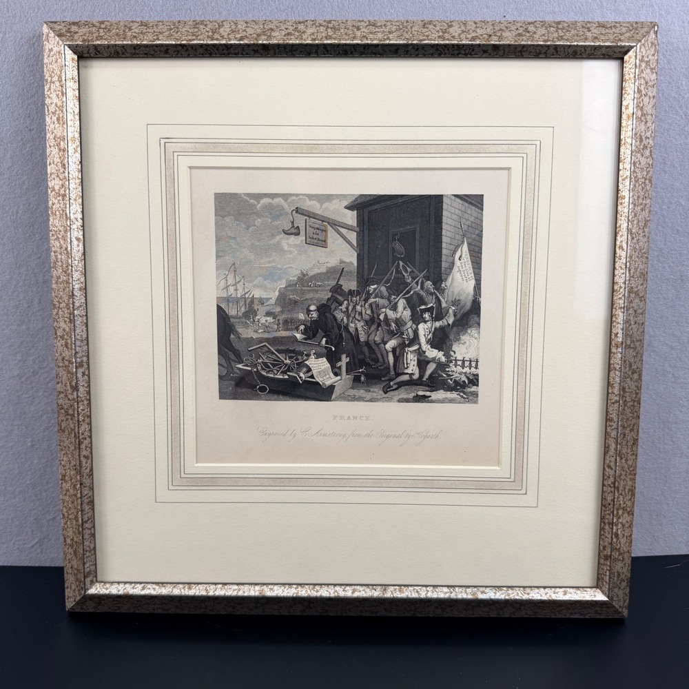 William Hogarth France Engraving by C. Armstrong 1833 Satirical Art Print Framed